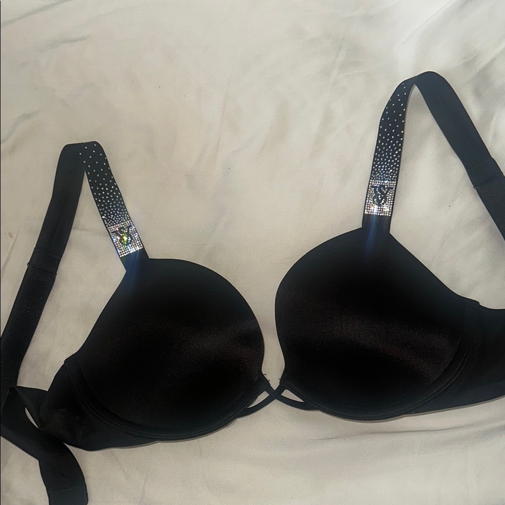 VS Very Sexy Black Rhinestone Push Up Bra